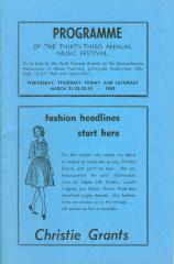 33rd Music Festival Program (1962-03-21);33rd Music Festival Program (1962-03-21)