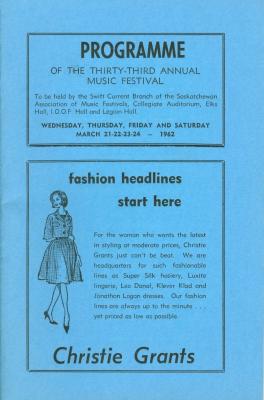 33rd Music Festival Program (1962-03-21);33rd Music Festival Program (1962-03-21)