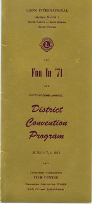 Lions District Convention Program (1971-06-06);Lions District Convention Program (1971-06-06)