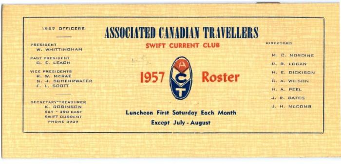 Associated Canadian Travellers Roster (1957);Associated Canadian Travellers Roster (1957)