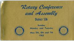 Rotary Conference and Assembly District 536 Program (1963-05-06);Rotary Conference and Assembly District 536 Program (1963-05-06)