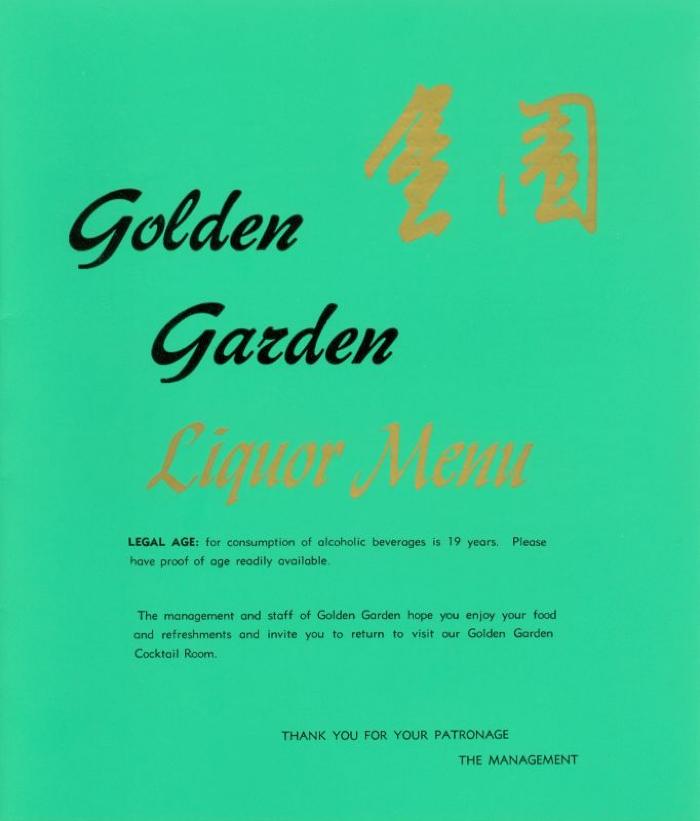 Golden Garden Liquor Menu;Golden Garden Liquor Menu