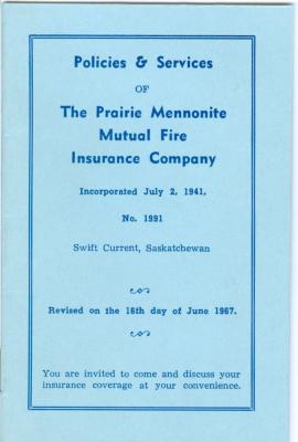 Prairie Mennonite Insurance Company Policies & Services Pamphlet (1941);Prairie Mennonite Insurance Company Policies & Services Pamphlet (1941)