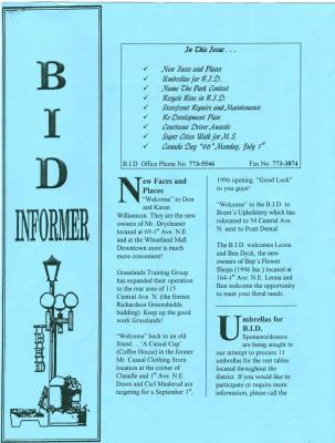 Business Improvement District Informer Newsletter (c.1996);Business Improvement District Informer Newsletter (c.1996)