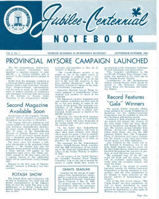 Saskatchewan Jubilee Centennial Notebook Newsletter (1965-09)