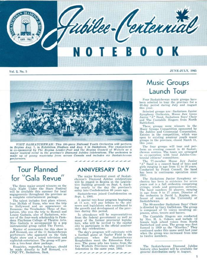 Saskatchewan Jubilee Centennial Notebook Newsletter (1965-06);Saskatchewan Jubilee Centennial Notebook Newsletter (1965-06)