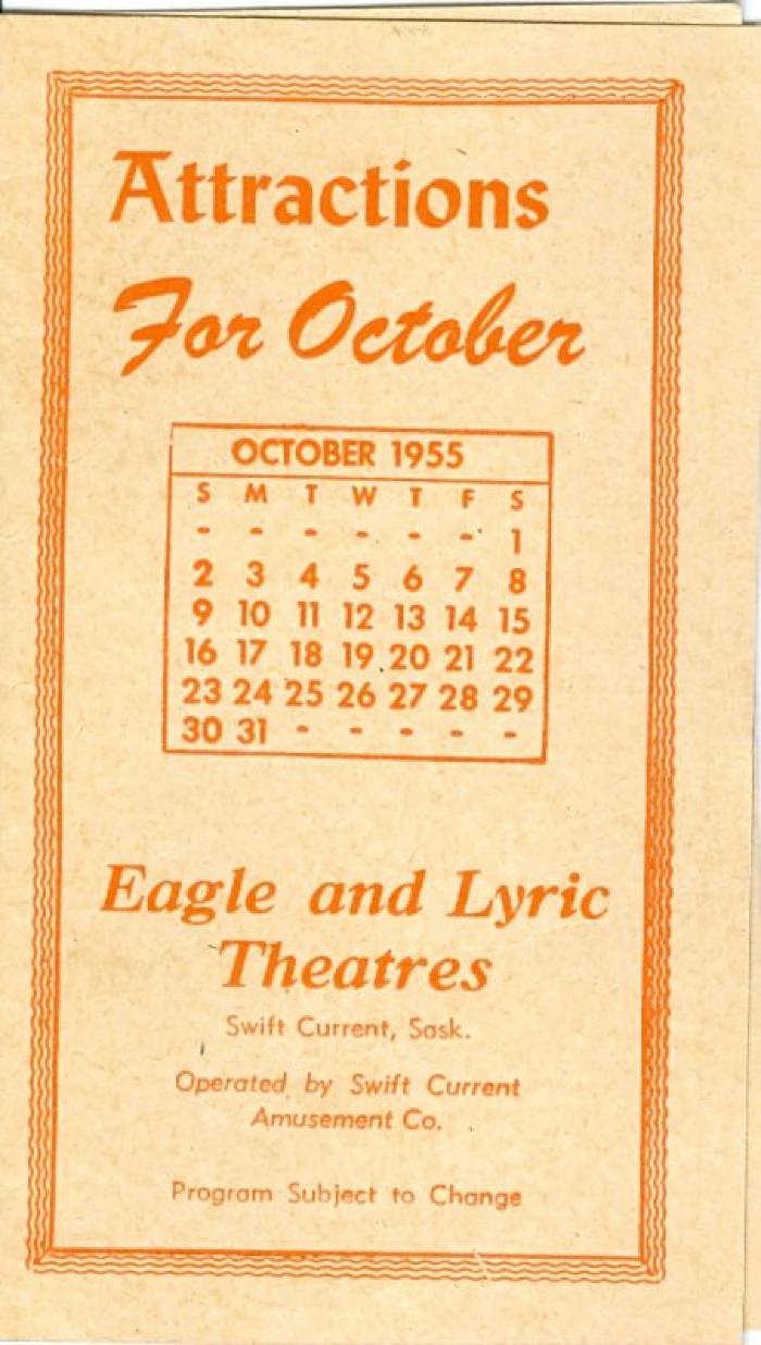 Eagle And Lyric Theatres Upcoming Films (1955-10);Eagle And Lyric Theatres Upcoming Films (1955-10)