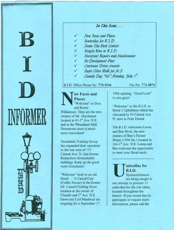 Business Improvement District Informer Newsletter (c.1996);Business Improvement District Informer Newsletter (c.1996)