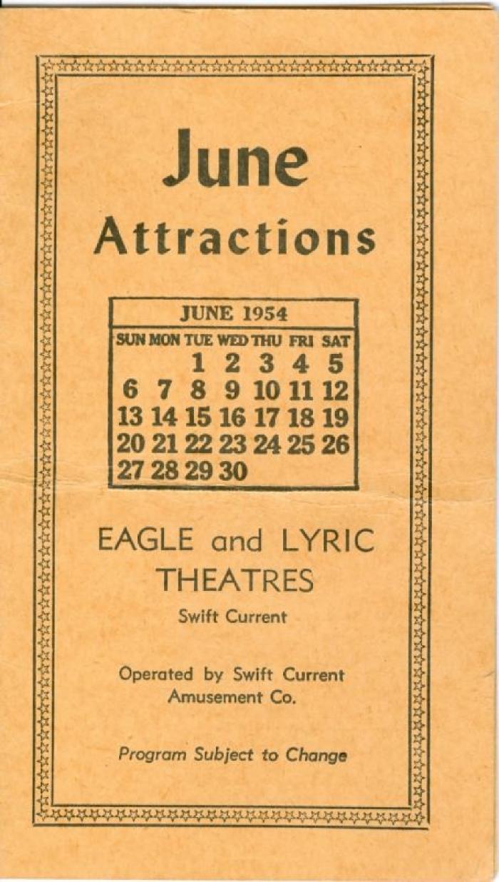 Eagle And Lyric Theatres Upcoming Films (1954-06);Eagle And Lyric Theatres Upcoming Films (1954-06)