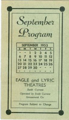 Eagle And Lyric Theatres Upcoming Films (1953-09);Eagle And Lyric Theatres Upcoming Films (1953-09)