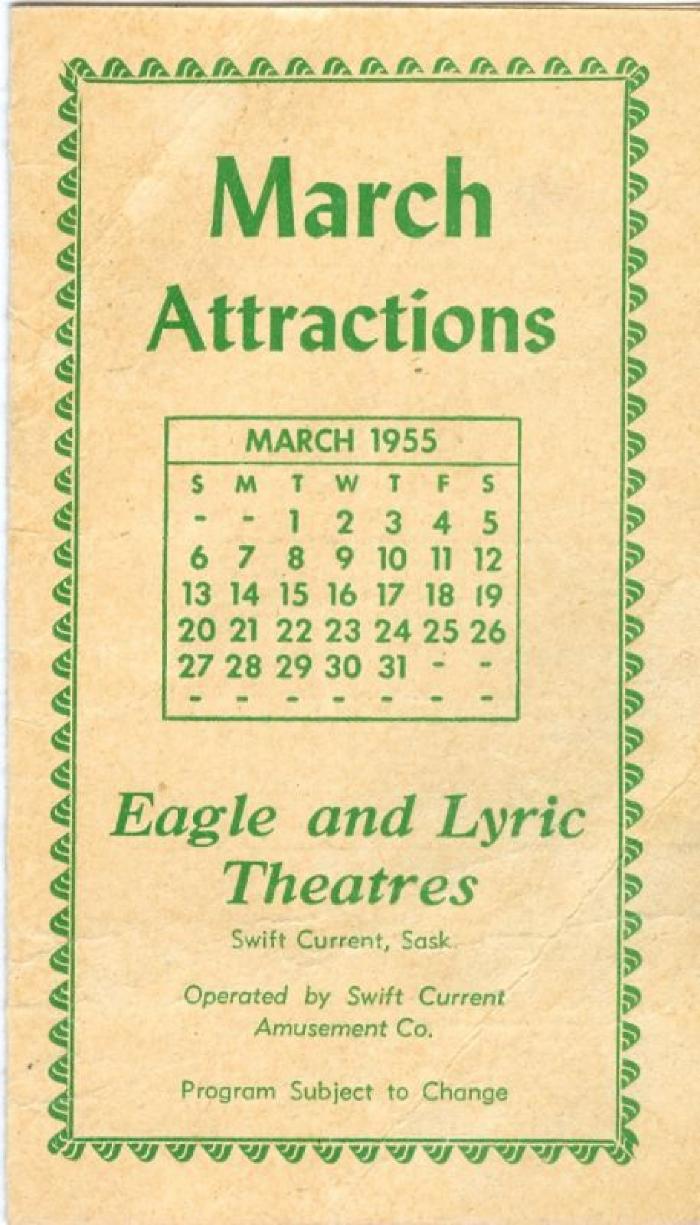 Eagle And Lyric Theatres Upcoming Films (1955-03);Eagle And Lyric Theatres Upcoming Films (1955-03)