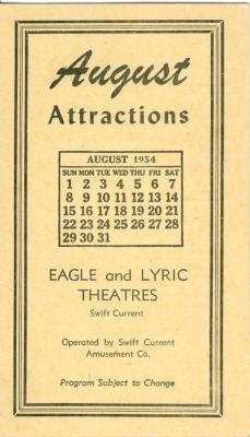 Eagle And Lyric Theatres Upcoming Films (1954-08);Eagle And Lyric Theatres Upcoming Films (1954-08)