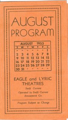 Eagle And Lyric Theatres Upcoming Films (1953-08);Eagle And Lyric Theatres Upcoming Films (1953-08)