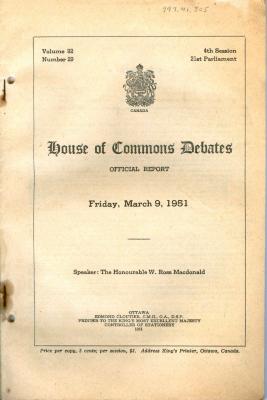 House Of Commons Transcript (1951-03-08)