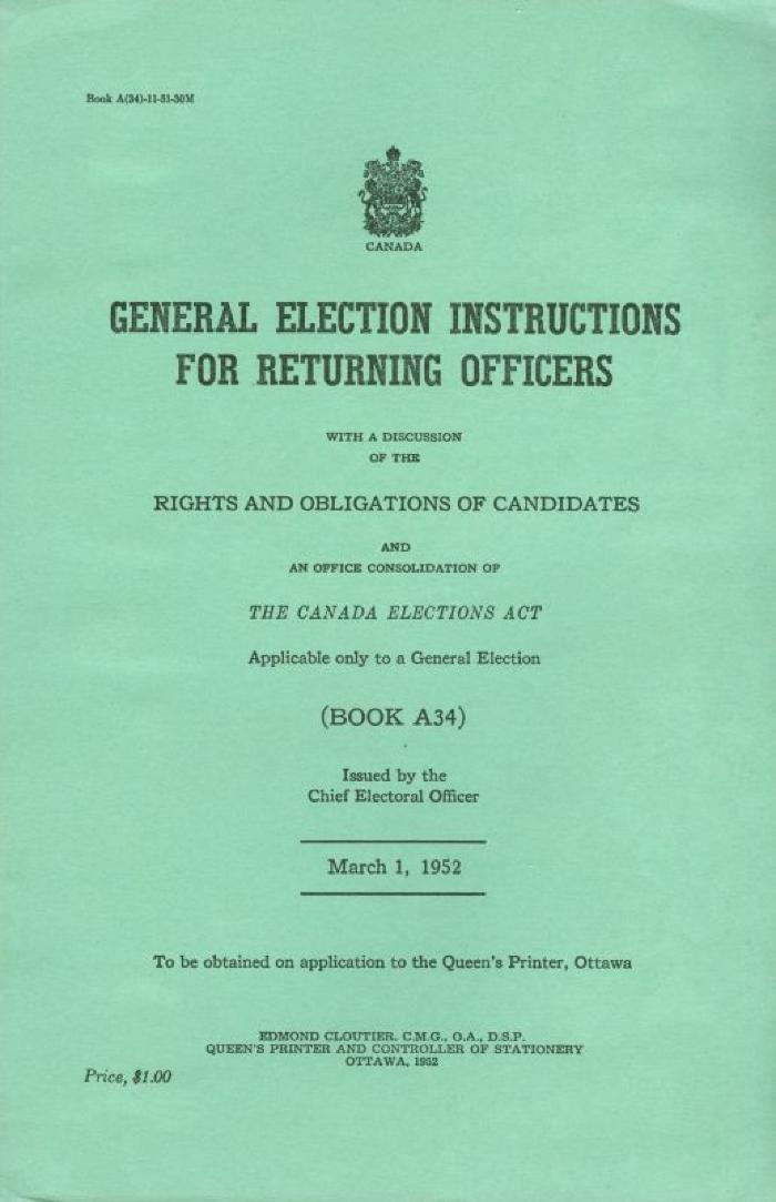 General Election Instructions For Returning Officers (1952-03-01)