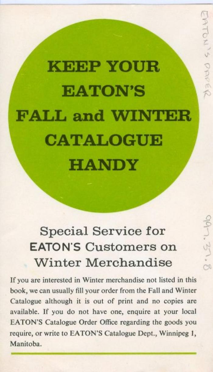 Eaton's Catalogue Insert (c.1930s)