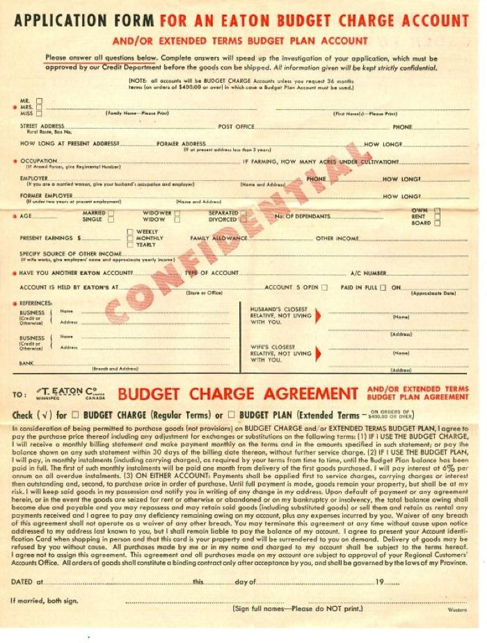 Eaton's Catalogue Order Form (c.1930s)