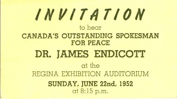 Dr James Endicott Lecture Invitation (1952-06-22)