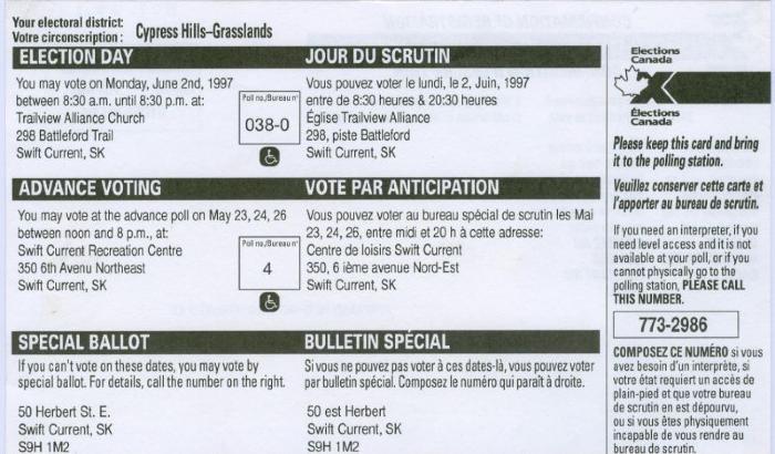 General Election Confirmation Of Registration (1997)