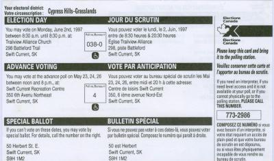 General Election Confirmation Of Registration (1997)