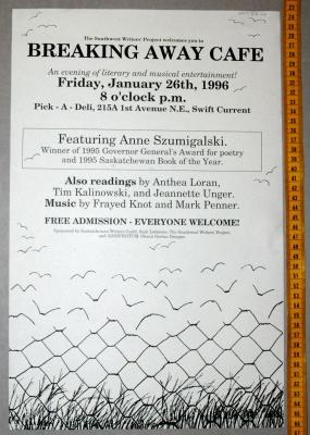 'Breaking Away Cafe' Literary Cafe Poster (1996-01-26)