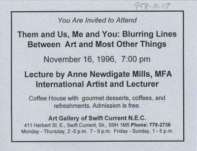 Anne Newdigate Mills Lecture Invitation (1996-11-16)