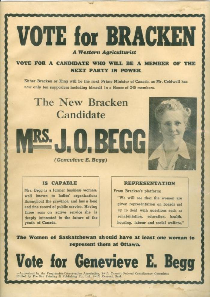 Mrs J O Begg Federal Election Campaign Flyer (1945-07-11)