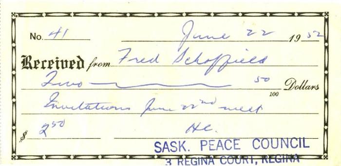 James Endicott Lecture Receipt (1952-06-22)