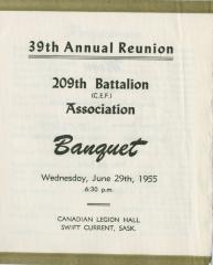 209th Battalion 39th Reunion Banquet Program (1995-06-29)