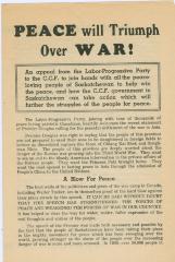 Peace Will Triumph Over War! Flyer