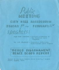 World Disarmament Peace Lobby Report Public Meeting Poster