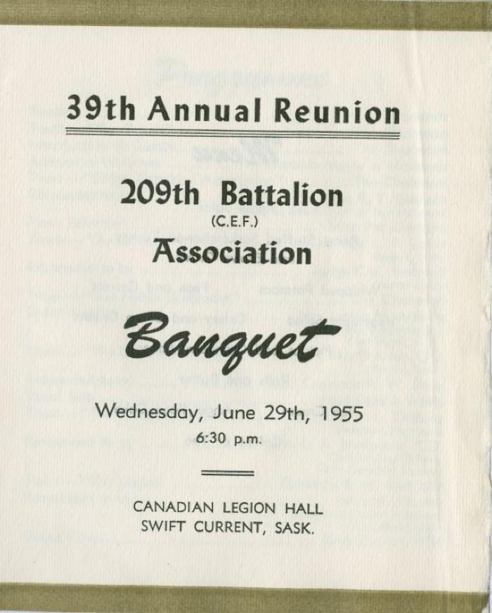 209th Battalion 39th Reunion Banquet Program (1995-06-29)