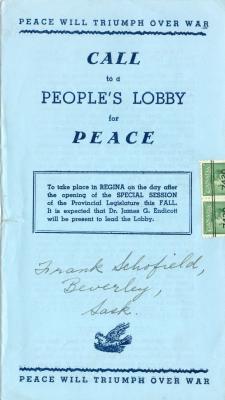 Call To A People's Lobby For Peace Invitation