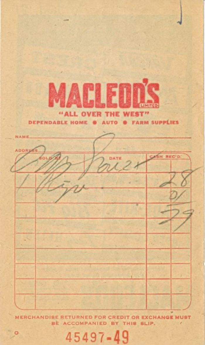 Macleod's Store Receipt (1963-11-21)