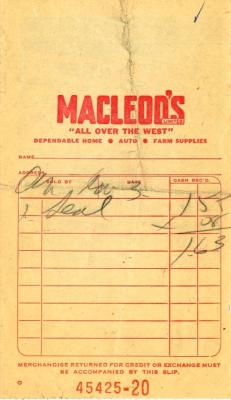 Macleod's Store Receipt (1960-11-03)