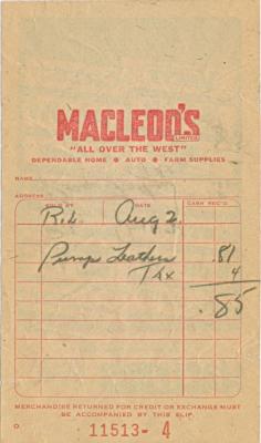 Macleod's Store Receipt (1960-08-02)