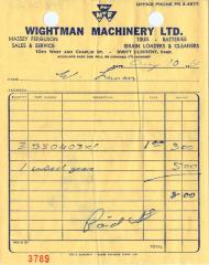 Wightman Machinery Limited Receipt (1961-08-10)