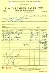 L&D Lumber Sales Limited Receipt (1961-11-02)