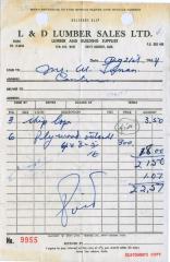 L&D Lumber Sales Limited Receipt (1964-08-21)