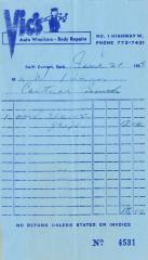 Vic's Auto Wrecking Receipt (1965-06-21)