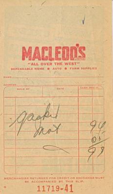 Macleod's Store Receipt