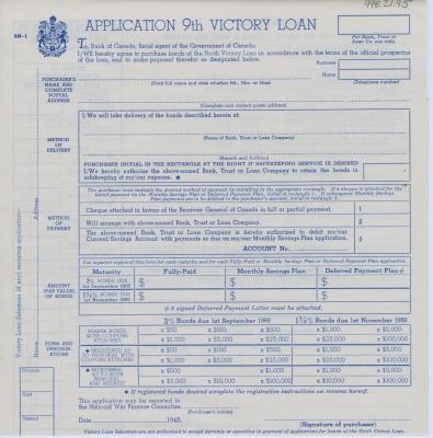 Ninth Victory Loan Application (1945)