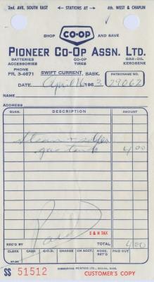 Pioneer Co-operative Association Limited Receipt (1963-04-16)