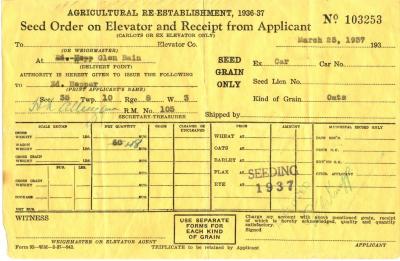 Seed Order and Receipt (1937)