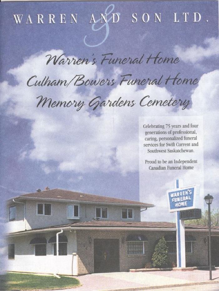 Warren & Son Funeral Home Limited 75th Anniversary Booklet;Warren & Son Funeral Home Limited 75th Anniversary Booklet