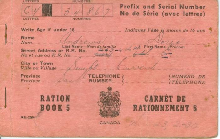 Canadian Ration Book No. 5 (c.1940s)