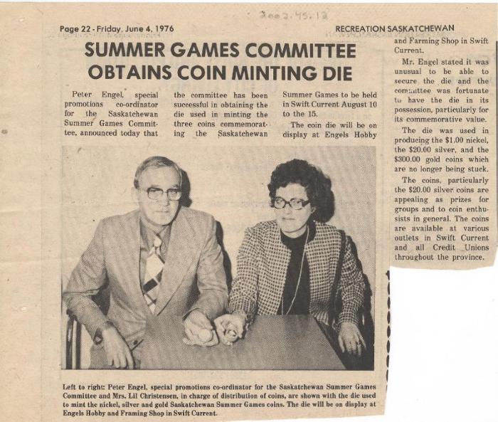 Saskatchewan Summer Games Newspaper Clipping (1976-08)