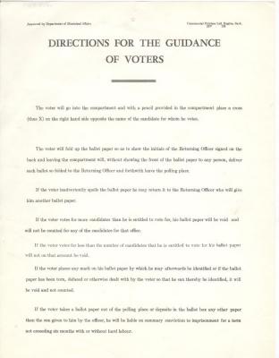 Directions for the Guidance of Voters