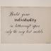 Lettering Sample: "Build Your Individuality..."