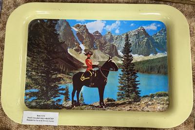 Scenic enameled trays with RCMP